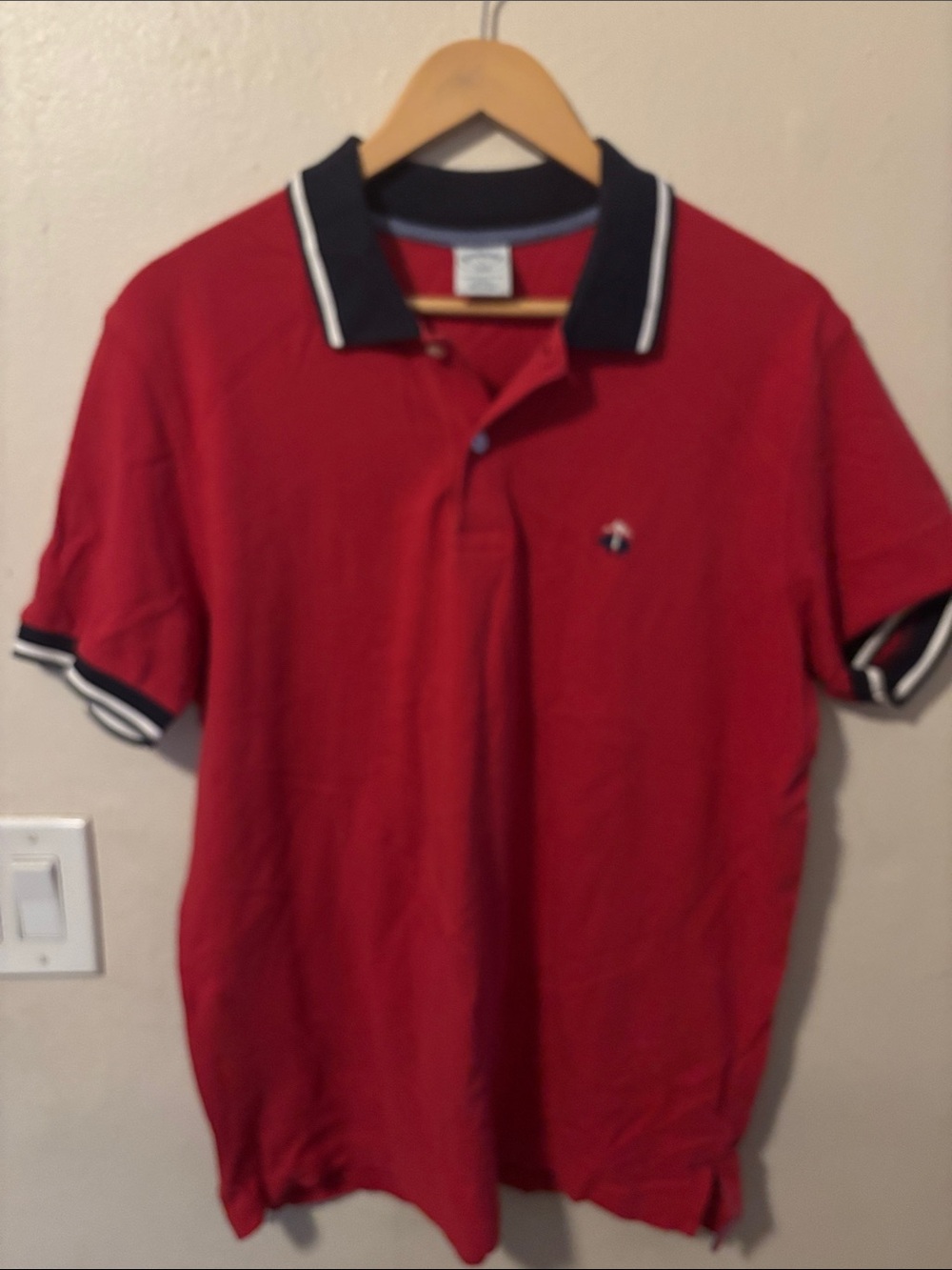 Brooks Brothers Red Polo with Navy Contrast Collar